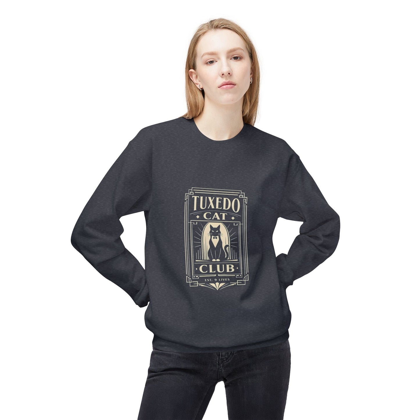 Tuxedo Cat Club Sweatshirt | Vintage Cat Graphic Crewneck