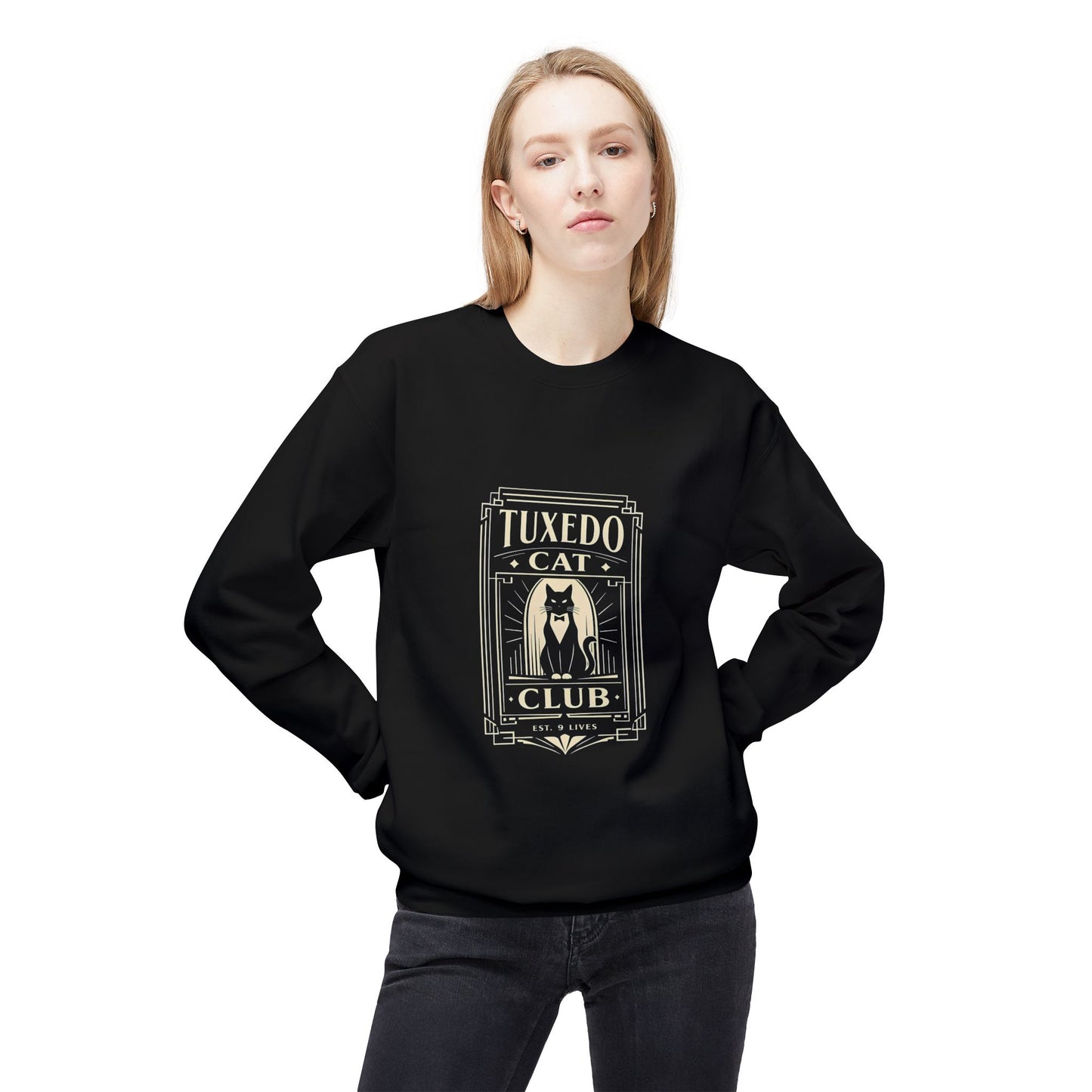 Tuxedo Cat Club Sweatshirt | Vintage Cat Graphic Crewneck