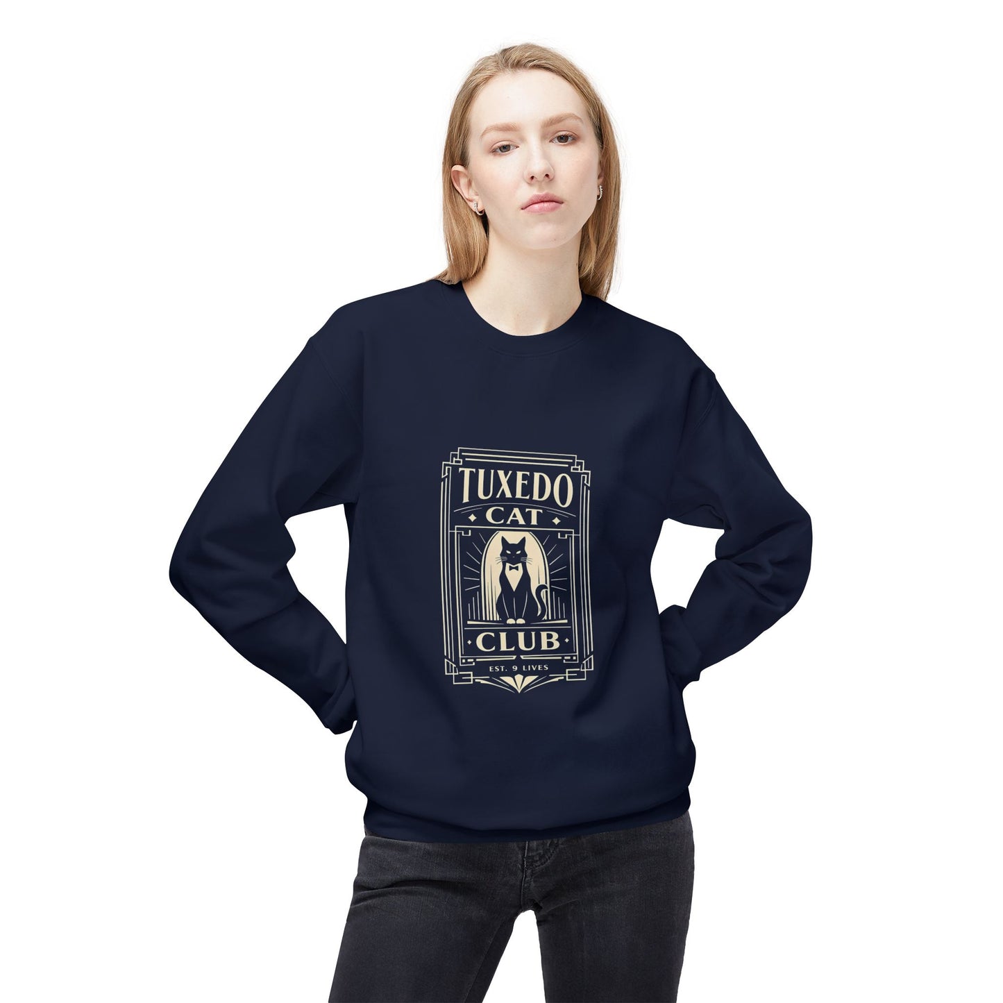 Tuxedo Cat Club Sweatshirt | Vintage Cat Graphic Crewneck