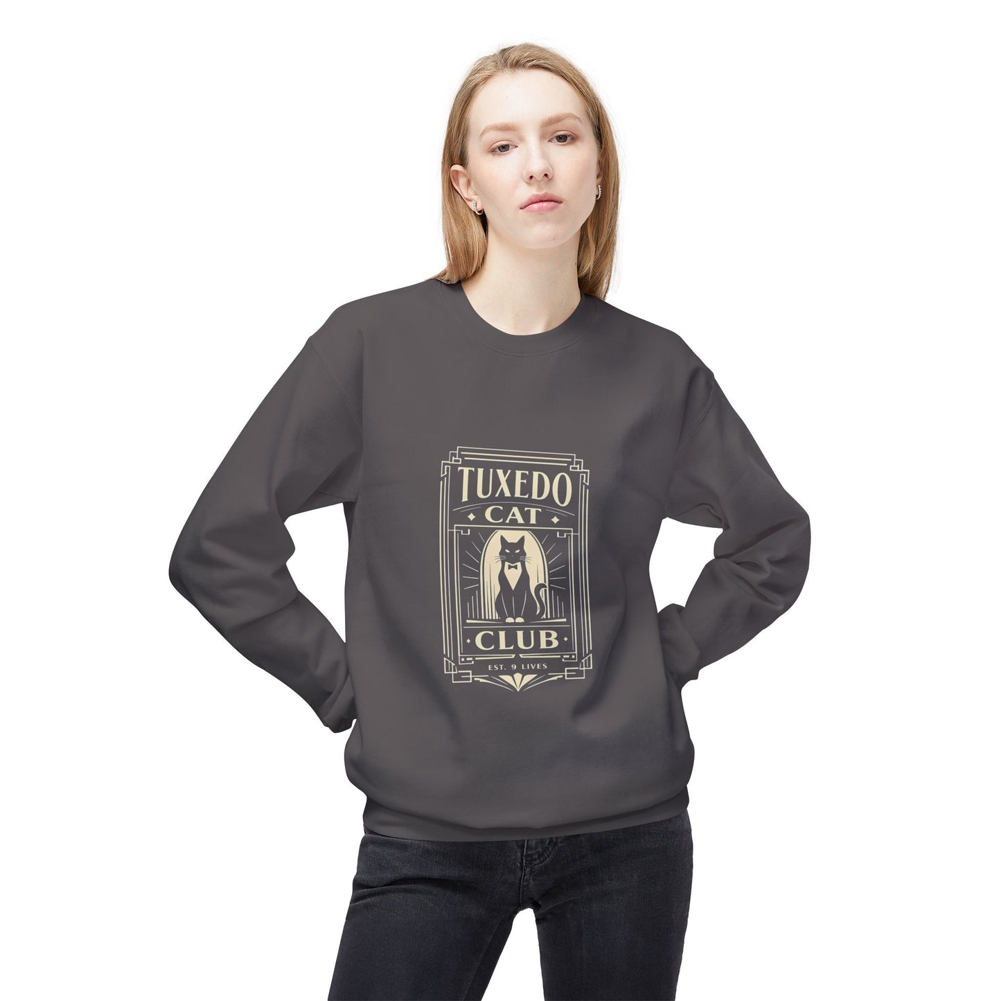 Tuxedo Cat Club Sweatshirt | Vintage Cat Graphic Crewneck